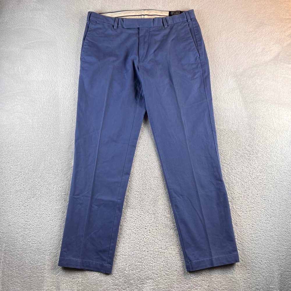 VTG Polo Ralph Lauren Mens Blue Stretch Custom Fit Chino Pants 34x30